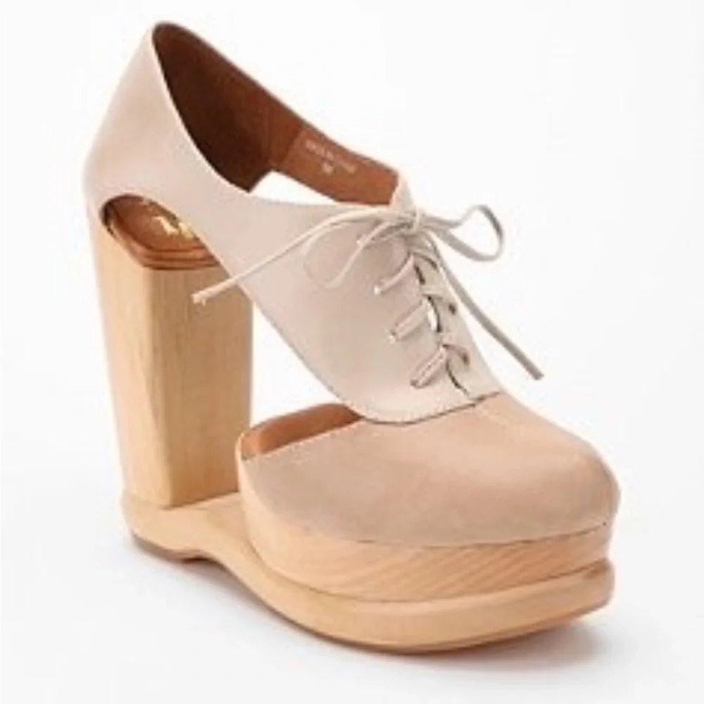[JEFFREY CAMPBELL] Benched Cutout Platform in Light Pink/Nude Leather - Picture 2 of 11